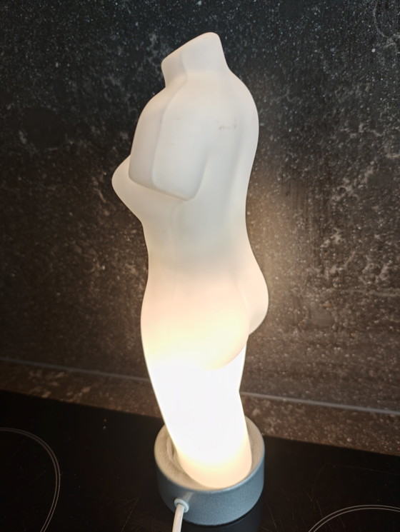 James & Poki Co Frosted Glass Torso Table Lamp, 1990 (photo 5 of 5)