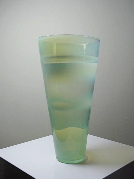Image 1 of Opaline blown glass vase, Kosta Boda style, vintage Scandinavian design
