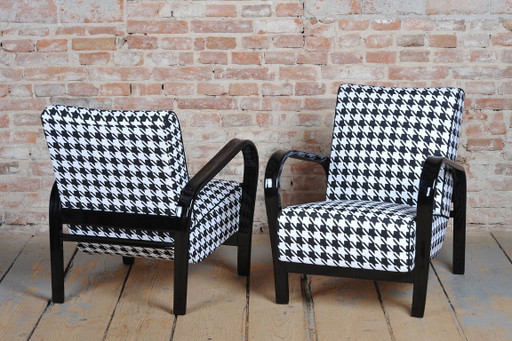 Gerestaureerde Art Deco fauteuil, door Koželka en Kropáček, beukenhout, Tsjechisch, jaren dertig – Textile (photo 2 of 16)