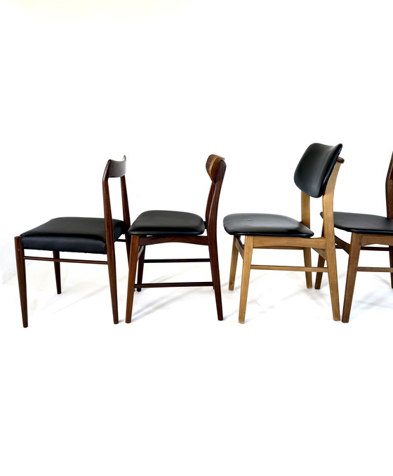 Image 1 of Set di 6 sedie da pranzo danesi, componibili e abbinabili, anni '60.