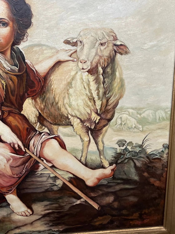 Schilderij "De Goede Herder". Olieverf op doek. – Schilderijen & Tekeningen, Canvas (photo 4 of 7)