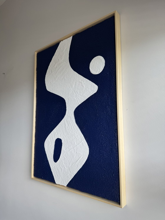 Silhouette di mezzanotte (50x70 cm) astratta blu e bianca – Arte, Wood, Canvas (photo 7 of 10)