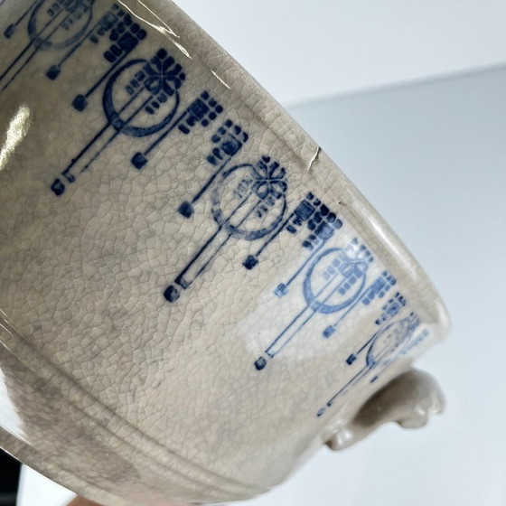 Antica bouillotte / cocotte in gres di Saint Uze, decoro blu, inizio XX secolo – Stoviglie, Ceramica (photo 10 of 14)