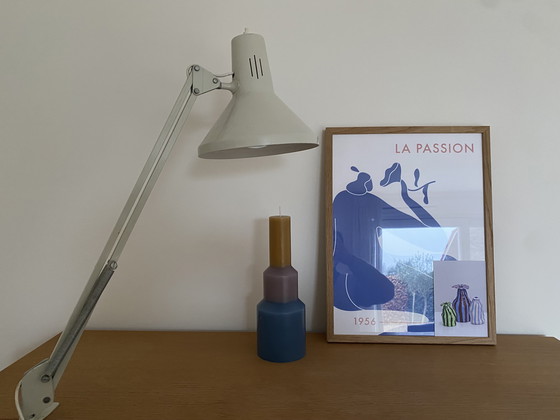 Image 1 of Vintage grey architect's lamp - 70s - industrial lighting - retro desk lamp.