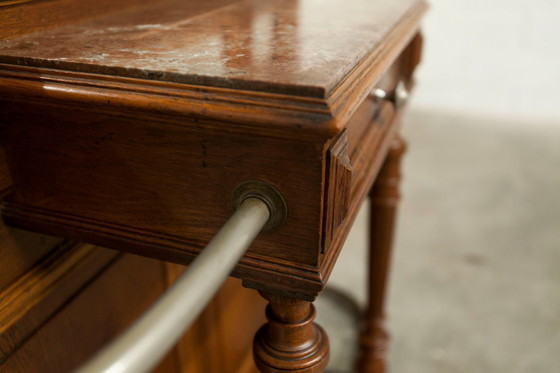 Image 1 of Vestiaire Napoléon III en noyer fin 19e, 3 miroirs, marbre