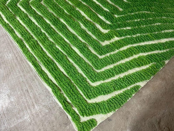 Image 1 of Handgeweven tapijt van puur wol, groen Marokkaans Atlas tapijt, afmeting 200x300 cm