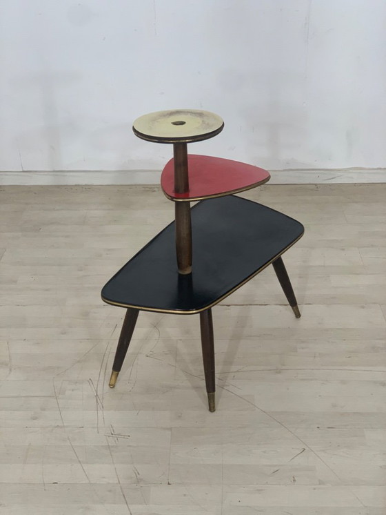 Image 1 of Midcentury flower stand Flower table Shelf Side table Kidney-shaped table Vintage