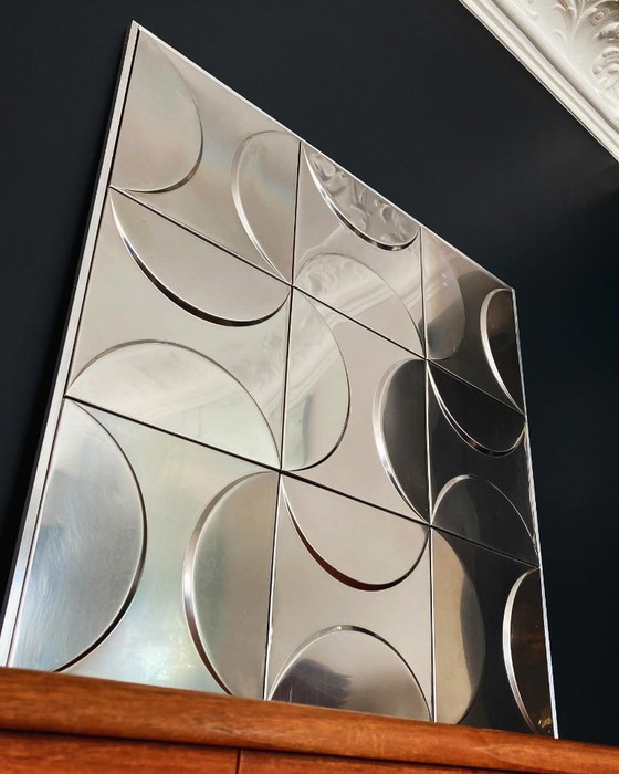 Image 1 of Decoración mural en acero inoxidable, arte cinético. 1970