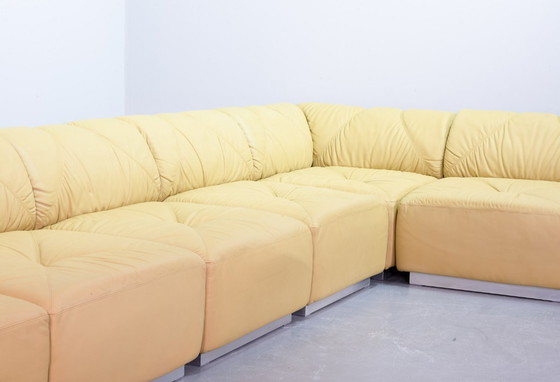 Image 1 of Sandy Leather Modular Walter Knoll Domaine Sofa Designed by Bernd Münzebrock, 7 Elements. Germany, 1970s.