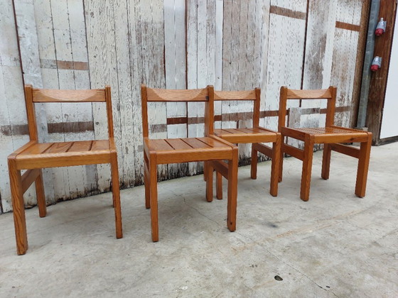 Image 1 of Minimalistische Holzstühle, 1970er Jahre, Satz von 4