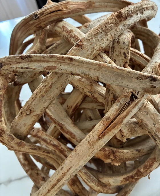 Image 1 of XL-bol van gevlochten wijnrankenhout, 33 cm