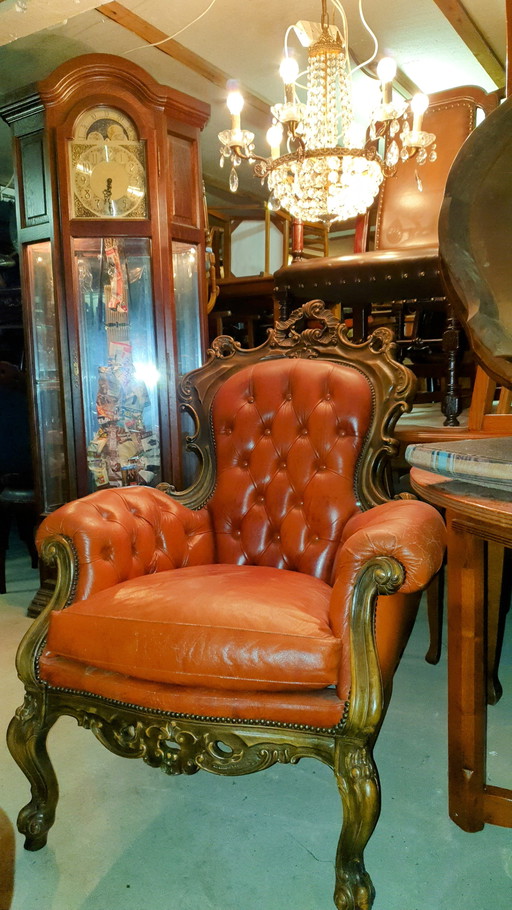 Italienischer Barock-Sessel aus Leder