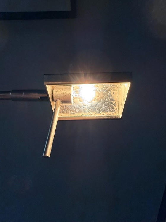 Image 1 of messing kleurige leeslamp voor naast stoel, verstelbaar