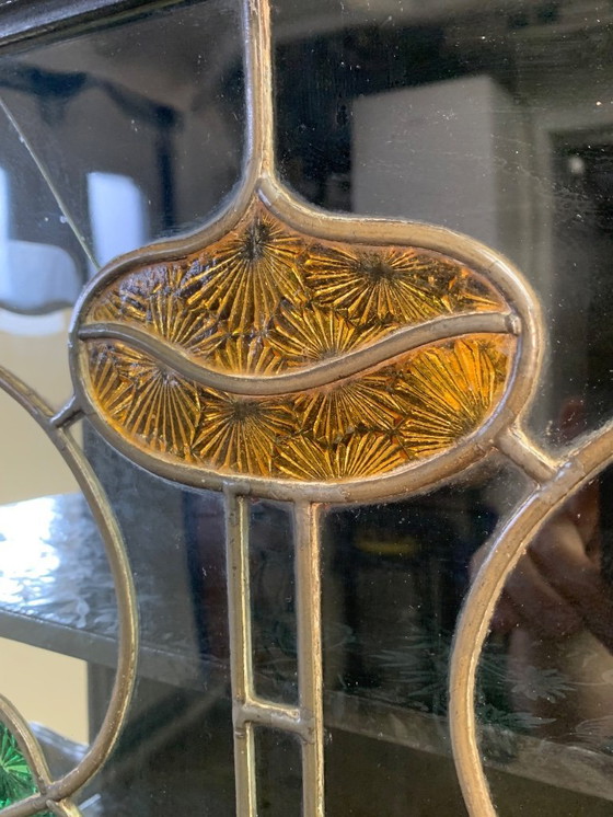 Image 1 of Grand meuble vitrine en bois noirci fin XIX/début XXème