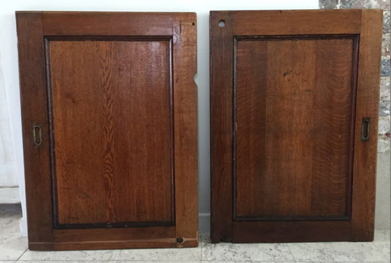 Image 1 of Pair of Vintage Oak Sliding Doors France