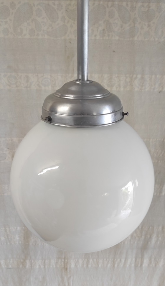 Image 1 of Bauhaus style globe opaline pendant light XL - mid. 20th century 