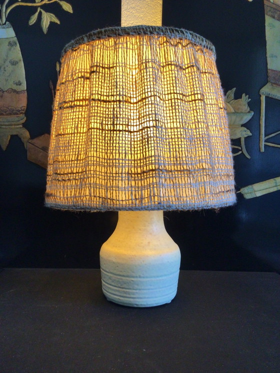 Image 1 of Lampe de table vintage Potterie de Schuur, milieu du siècle, avec abat-jour d'origine