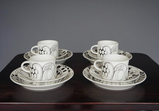  Ensembles de Petit-Déjeuner Paratiisi par Birger Kaipiainen pour Arabia, Finlande, 1970s