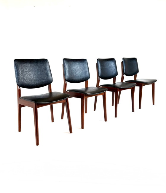 Set of 4 vintage Danish Dining chairs, 1970s – Metal, Wood (photo 6 of 10)