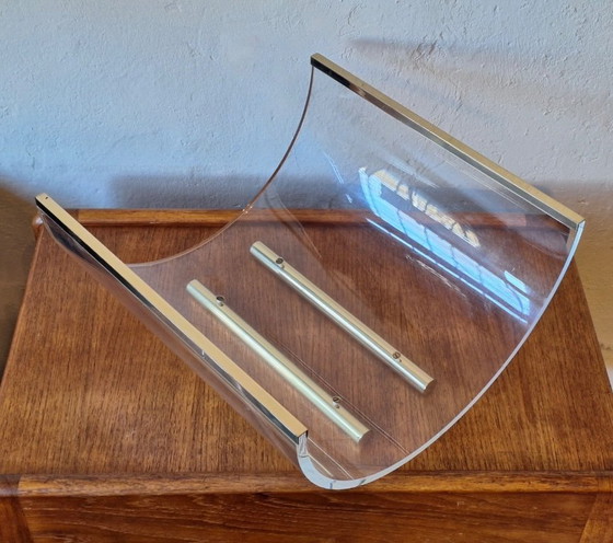 Image 1 of Portariviste in acrilico e ottone massiccio, Italia anni '70