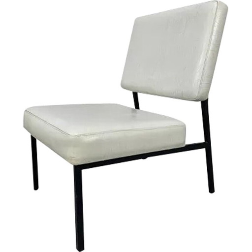 Vintage wit lederen fauteuil, jaren 1950