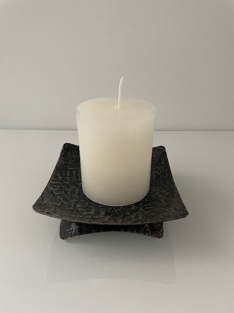 Tough Brutalist Design Candlestick - Patinated Iron with Character