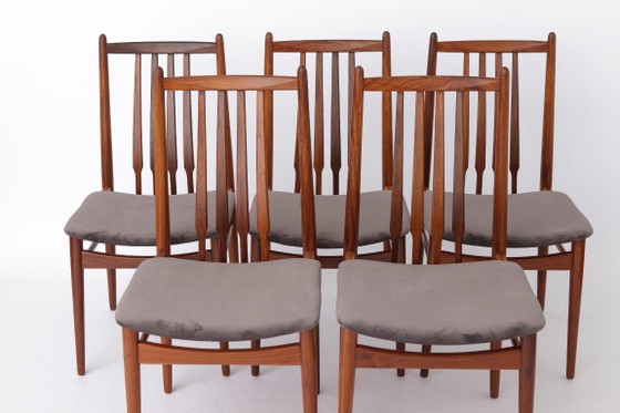 Set di 4 Sedie da Pranzo Vintage in Palissandro, Mid-Century Moderno Tedesco, Anni '60, Nuovamente Imbottite (photo 13 of 13)