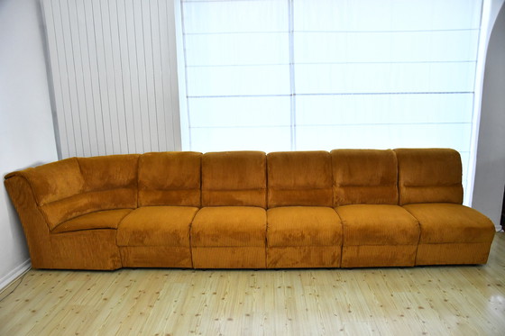 Image 1 of Yellow Corduroy Angle Modular Sofa, 1970s, Set of 6