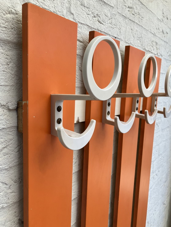 Image 1 of Vintage 1970s Orange Wardrobe Wall Coat Rack