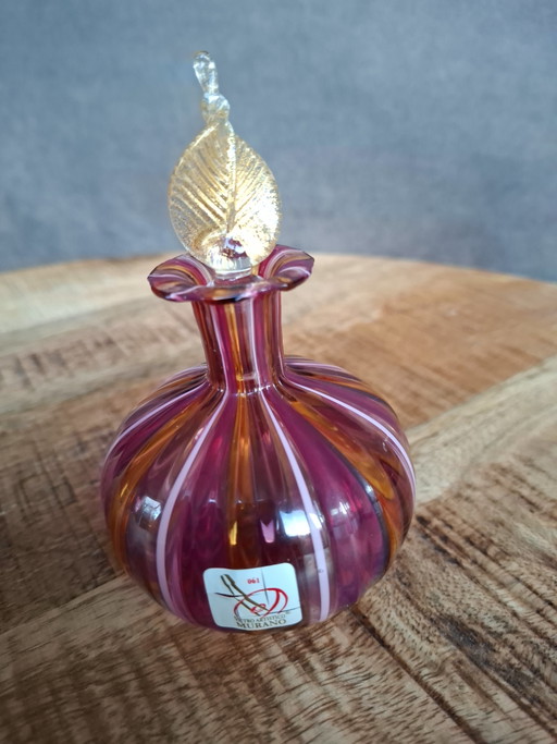 Origineel Murano glazen parfumflesje met echtheidslabel (handgeblazen) – glaskunst, Gold, Murano Glass
