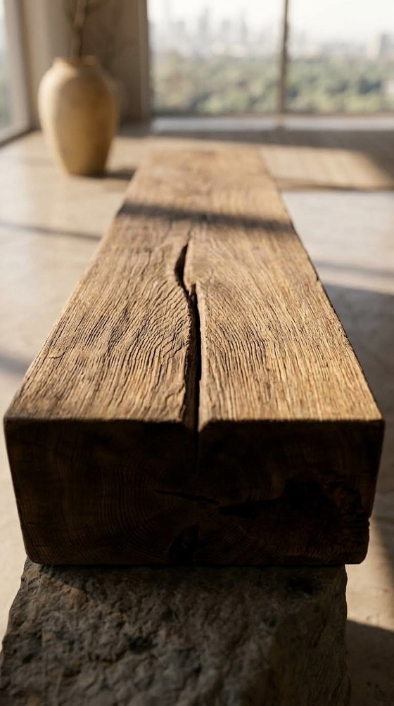 Bank Eikenbalk en Steen – Decoratieve objecten, Wood (photo 8 of 9)