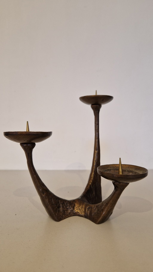 Candeliere brutalista in bronzo 1970