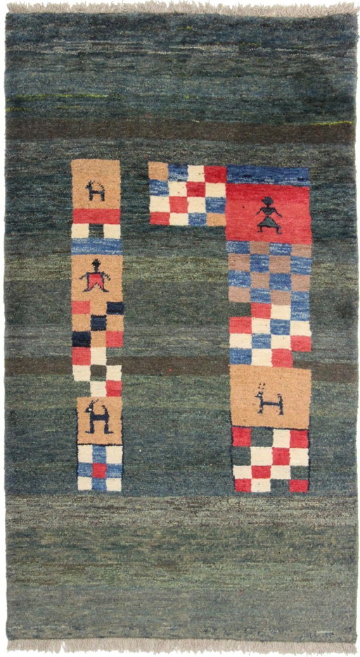 Original Perserteppich Gabbeh Ghashghai Orientteppich 196 cm x 110 cm Alt Natur