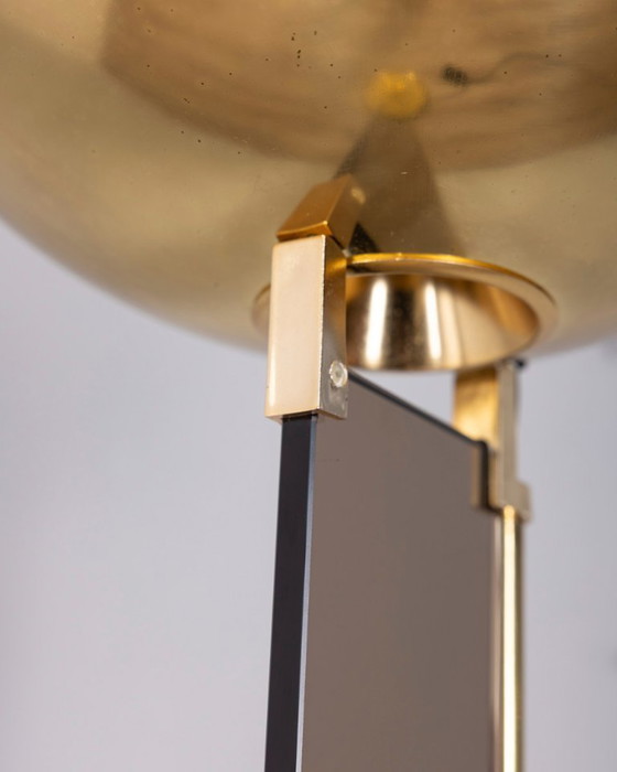 Image 1 of Lampada da terra vintage anni '80 in ottone placcato oro e vetro, disegnata da Relux Milano.