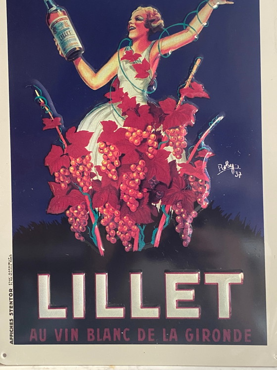 Insegna in metallo Lillet, ispirata al poster di Robys del 1937, decorazione vintage da bistrot. (photo 3 of 6)