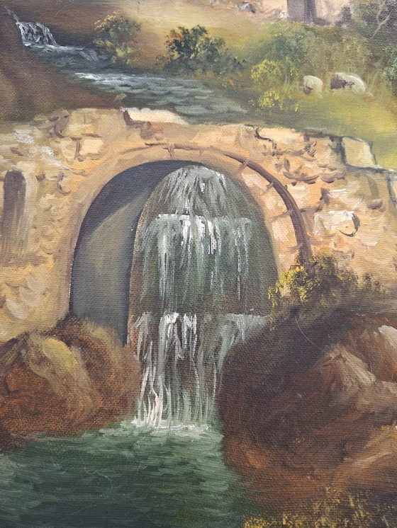 Image 1 of Splendido Dipinto Olio su Tela Paesaggio Arcadico di A. Velotti