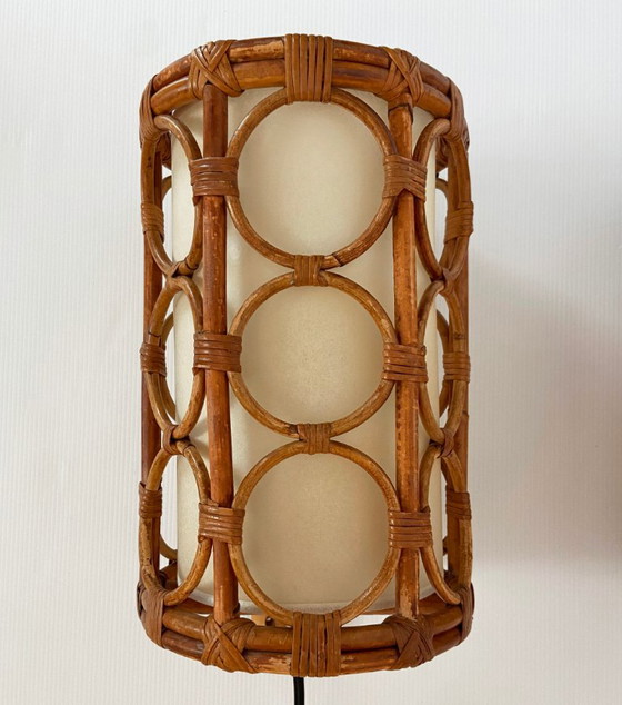 Mid-Century Rotan Wandlampen — Louis Sognot Stijl – Rattan (photo 3 of 22)
