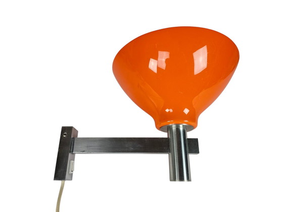Image 1 of Space Age - Vintage - Applique en aluminium avec abat-jour en plastique - Mid Century