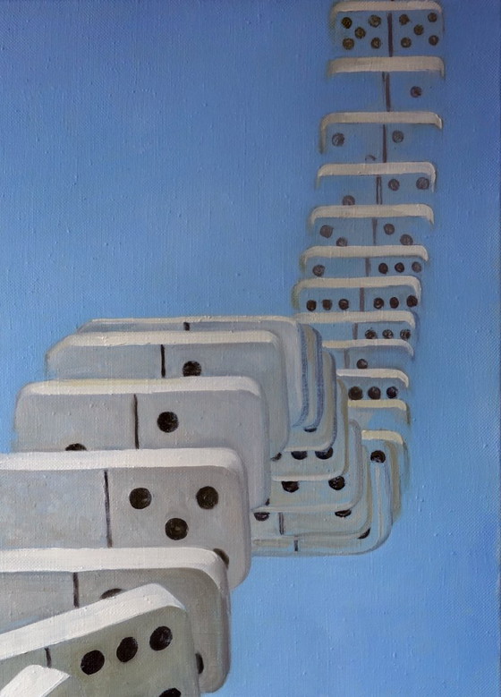 Pintura al Óleo Original Arte Contemporáneo Simbolismo Dominó – Pinturas y dibujos, Canvas (photo 5 of 7)