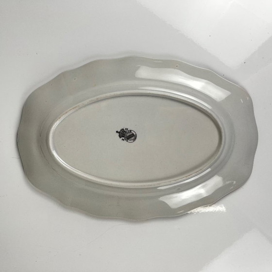 Plato pequeño ovalado con extremo plano, modelo "Réverbère" de KG Lunéville, motivo tulipán – KG Luneville (photo 6 of 7)