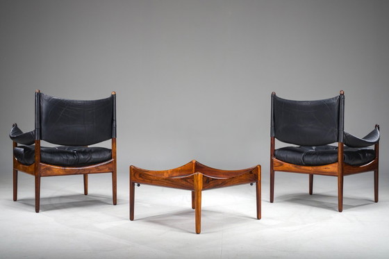 Image 1 of Mid Century Moderne Deense Palisander fauteuils en salontafel van Kristian Vedel voor Sören Willadsen, jaren 1960, set van 3