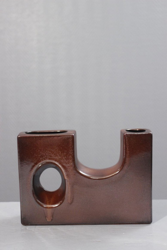 Image 1 of Vintage ceramic fireplace vase, 1970s design, Bertoncello style, Roberto Rigon