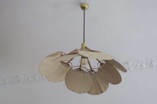 Uchiwa Chandelier with 8 Bamboo Fans Attributed to Ingo Maurer, 1970s
