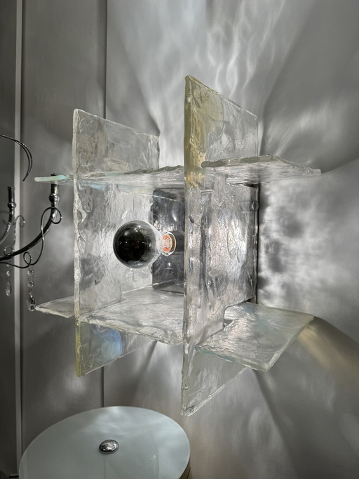 Carlo Nason Mazzega Lampada a Incasso LP269 vetro iridescente Design Anni '60