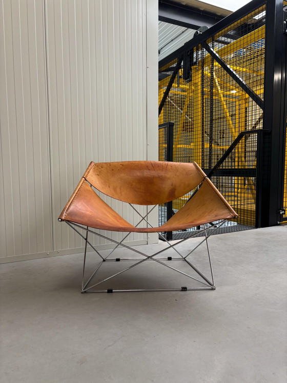 2 chaises Butterfly Artifort, Fauteuils d'appoint, Cuir, Orange (photo 3 sur 15)
