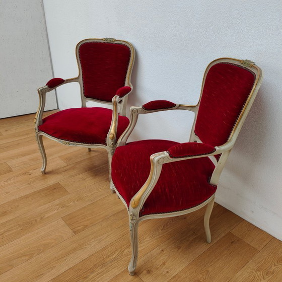 Image 1 of Sedie e poltrone vintage francesi in stile Luigi XV. Prezzo fisso.