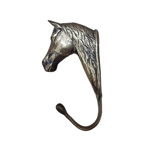 Vintage Brass Coat Hook Horse Head 1970s