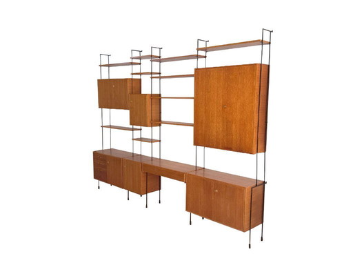 Vintage Hilker Omnia wall system - Four-piece modular wall unit in teak