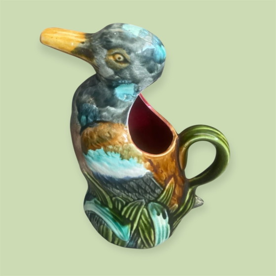 Français Majolique Canard Carafe Frie Onnaing France Art Nouveau – Verres et carafes, Ceramic (photo 3 of 5)