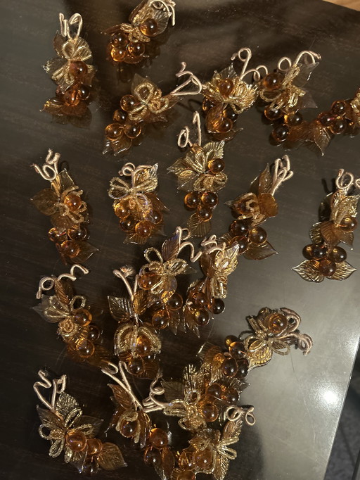 Lot of 20 Murano amber grape bunches